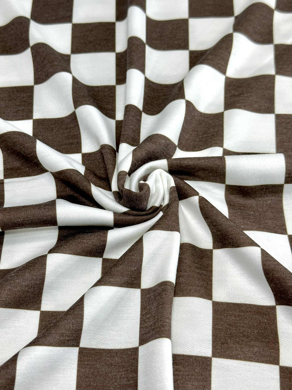 (FRENCH TERRY) BROWN AND OFF WHITE MEDIUM CHECKERED (5)