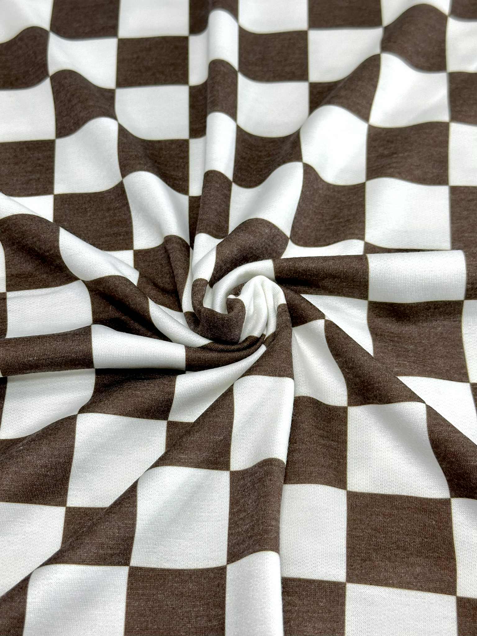 (FRENCH TERRY) BROWN AND OFF WHITE MEDIUM CHECKERED (5)
