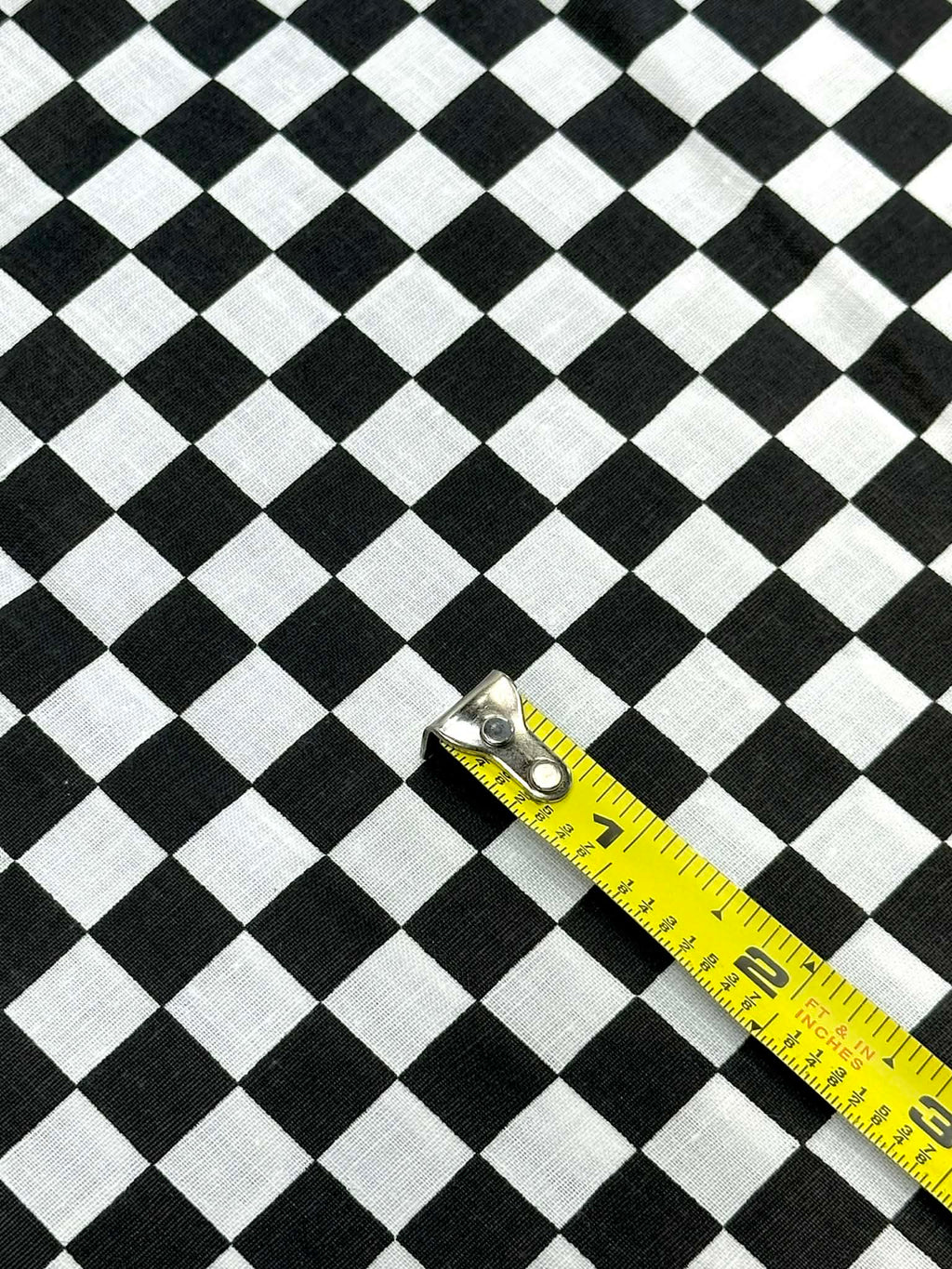 (COTTON) TINY OFF WHITE AND BLACK CHECKERED
