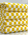 (DBP) YELLOW AND OFF WHITE CHECKERED