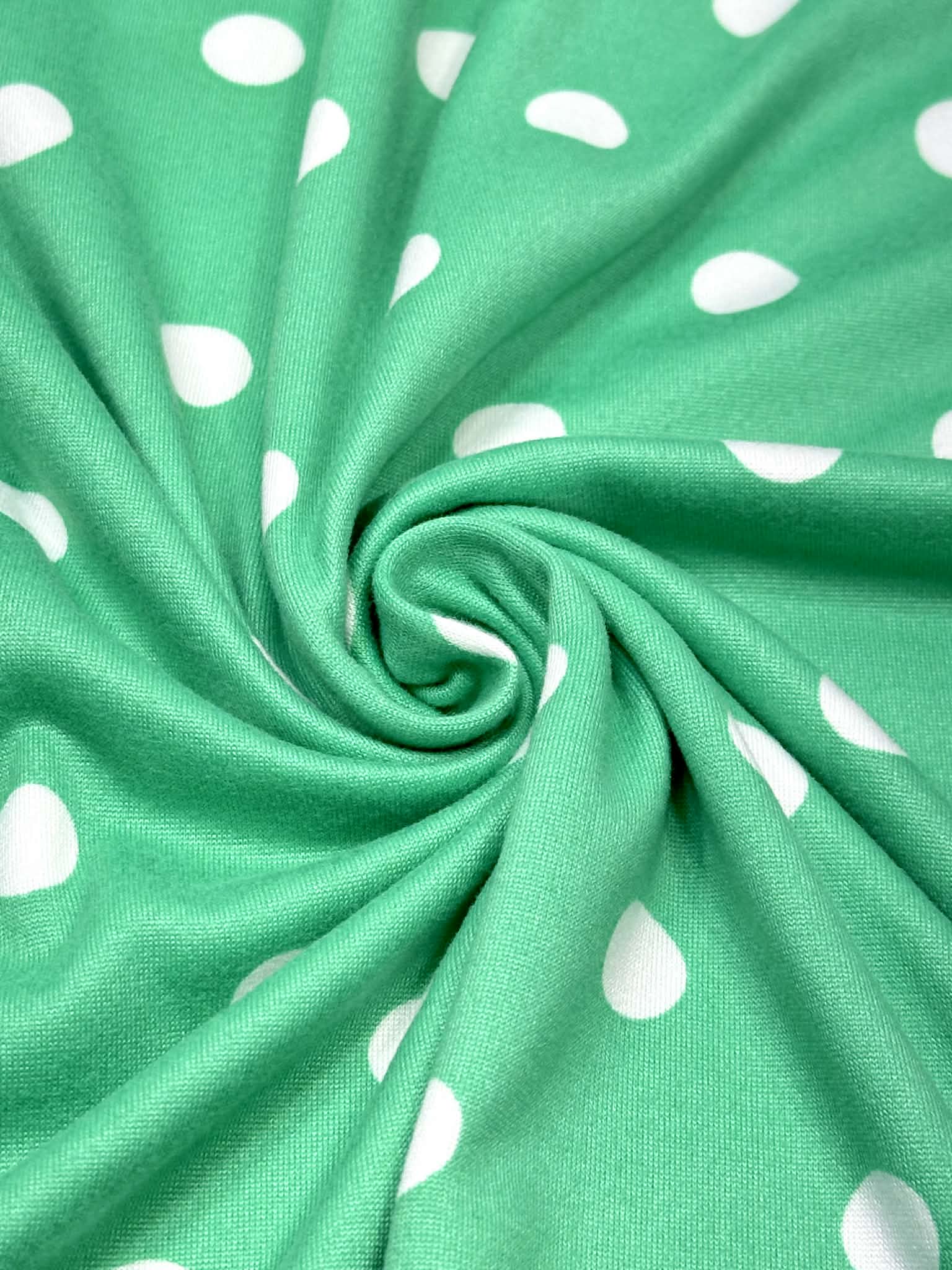 (DBP) OFF WHITE POLKA DOTS ON SEA GREEN