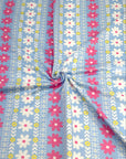 (DBP) LIGHT PINK AND OFF WHITE FLOWER PATTERN ON LIGHT BLUE