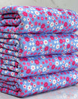 (POINTELLE RIB) HOT PINK, PINK AND OFF WHITE TINY FLOWERS ON BLUE(2)
