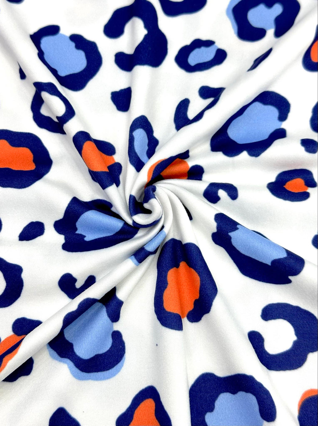(DBP) SCARLET RED, BLUE AND WHITE CHEETAH ON OFF WHITE