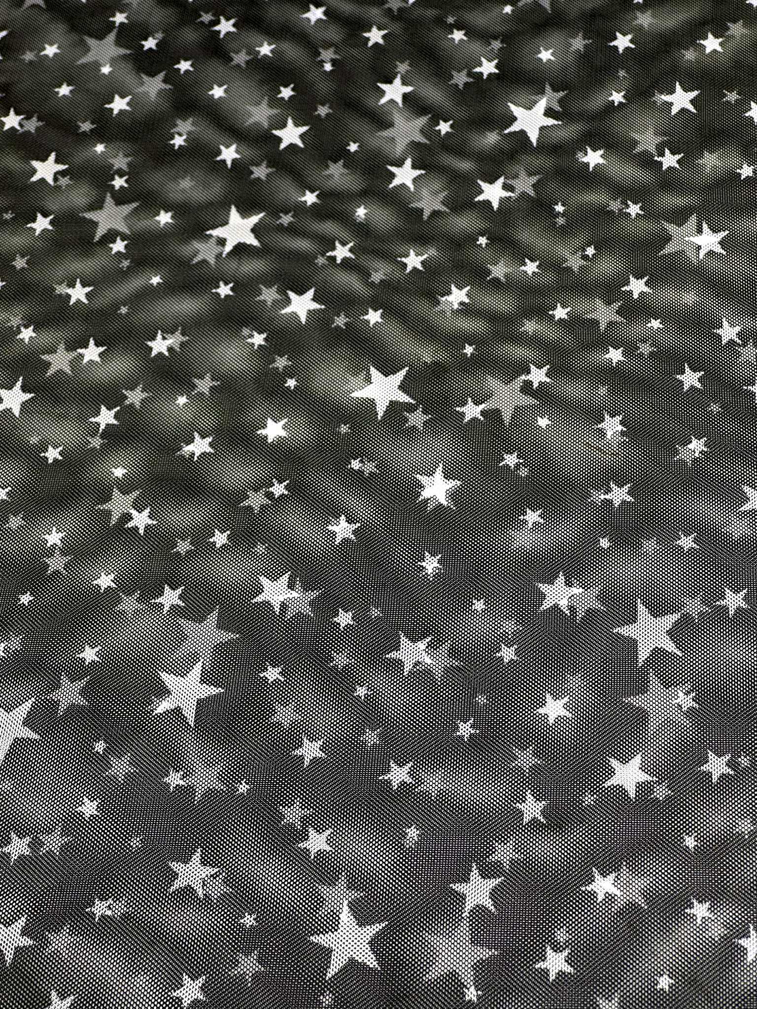 (MESH) WHITE STARS ON BLACK