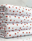 (4X2 RIB) RED POLKA DOTS ON OFF WHITE