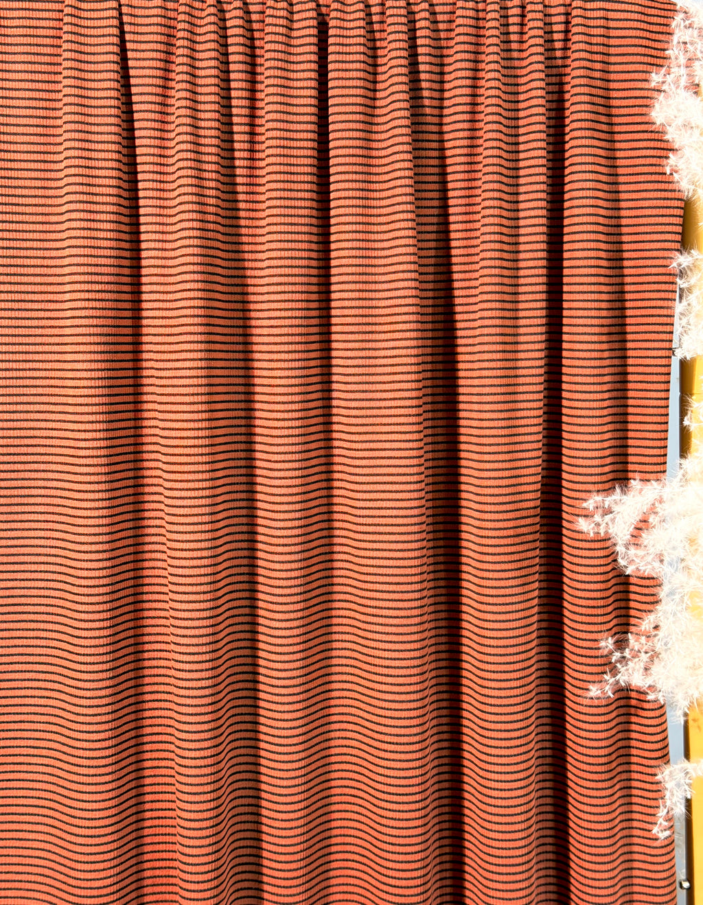 (2x1 YUMMY RIB) THIN BLACK STRIPES ON COPPER