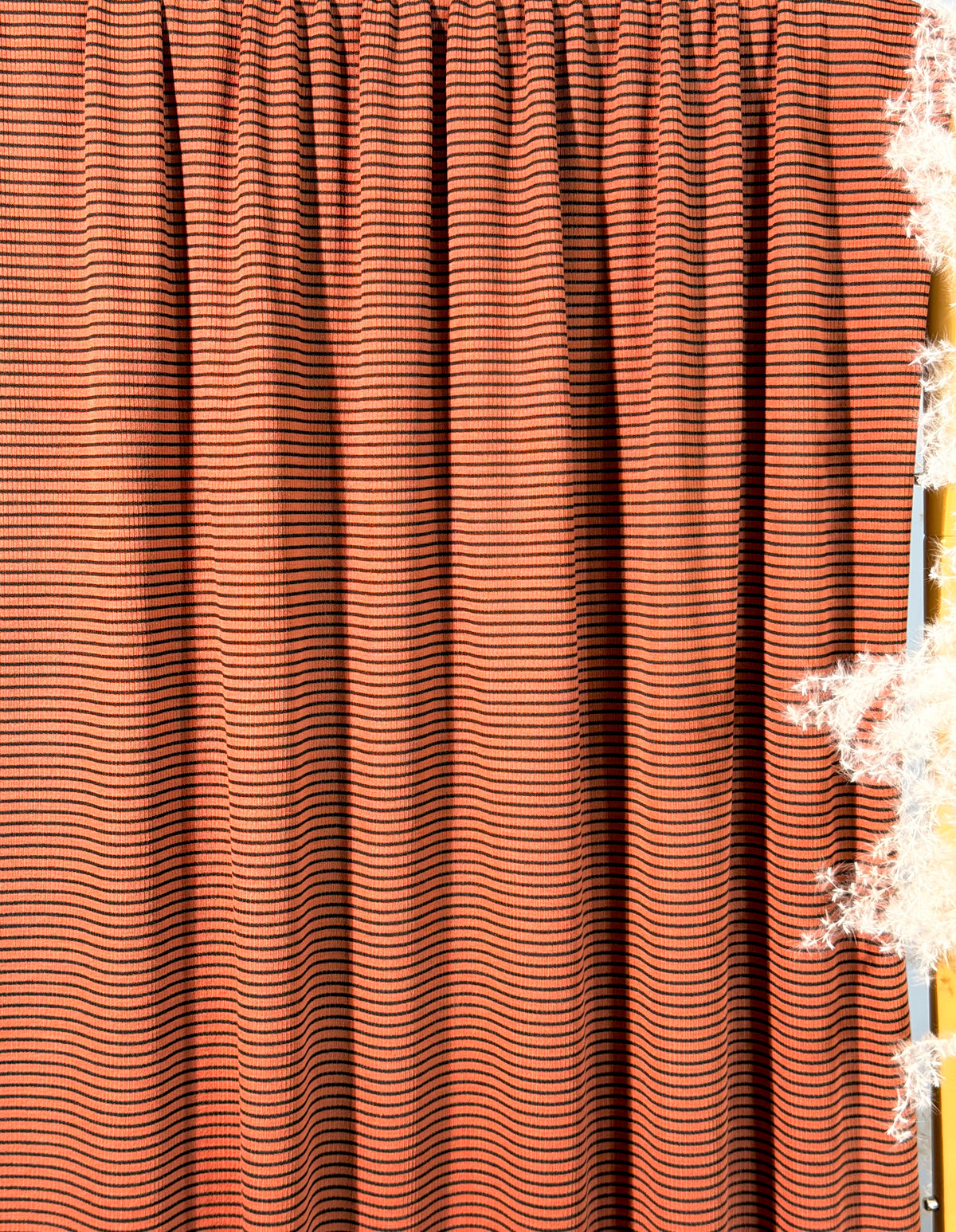 (2x1 YUMMY RIB) THIN BLACK STRIPES ON COPPER