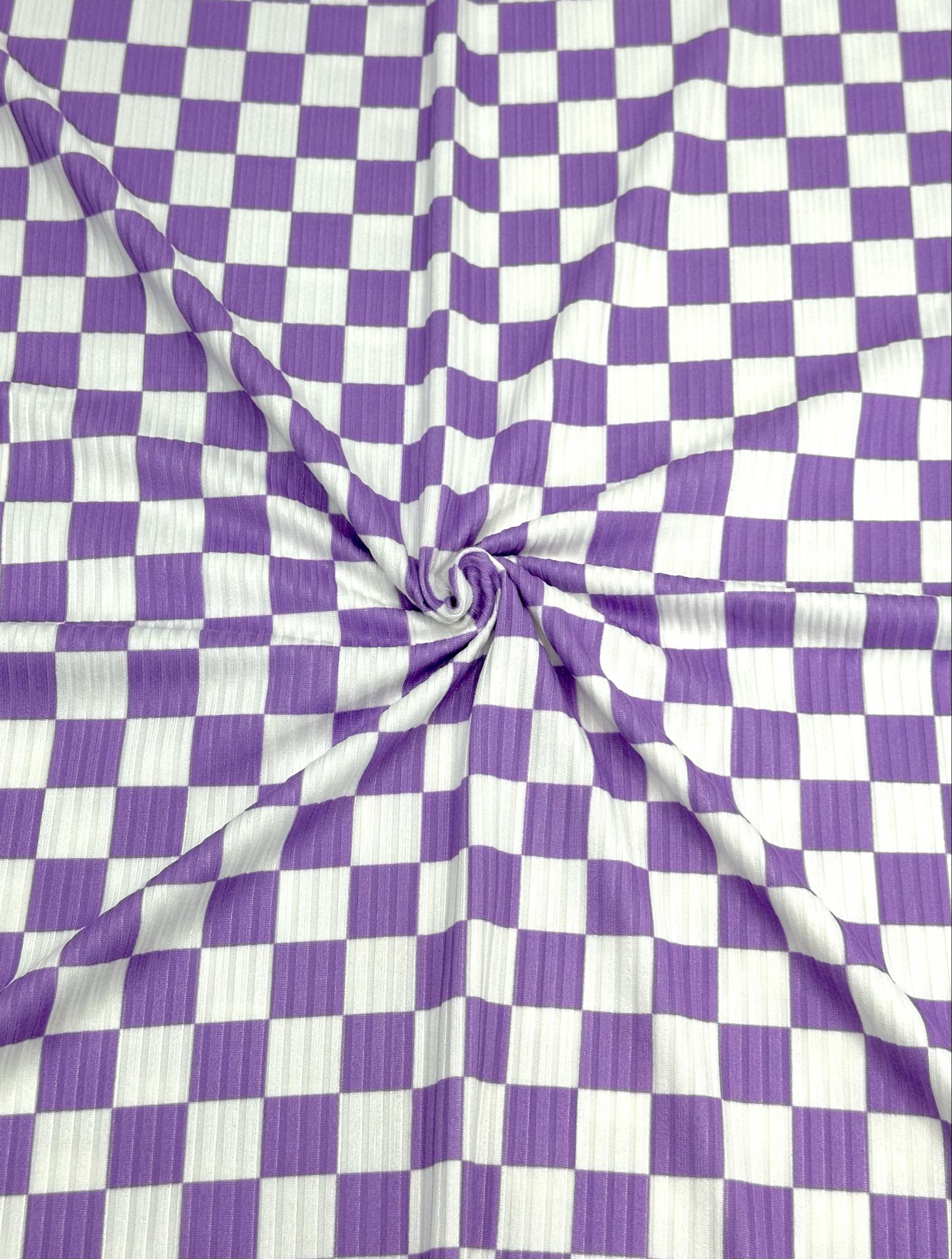 (YUMMY RIB) LAVENDER AND OFF WHITE CHECKERED