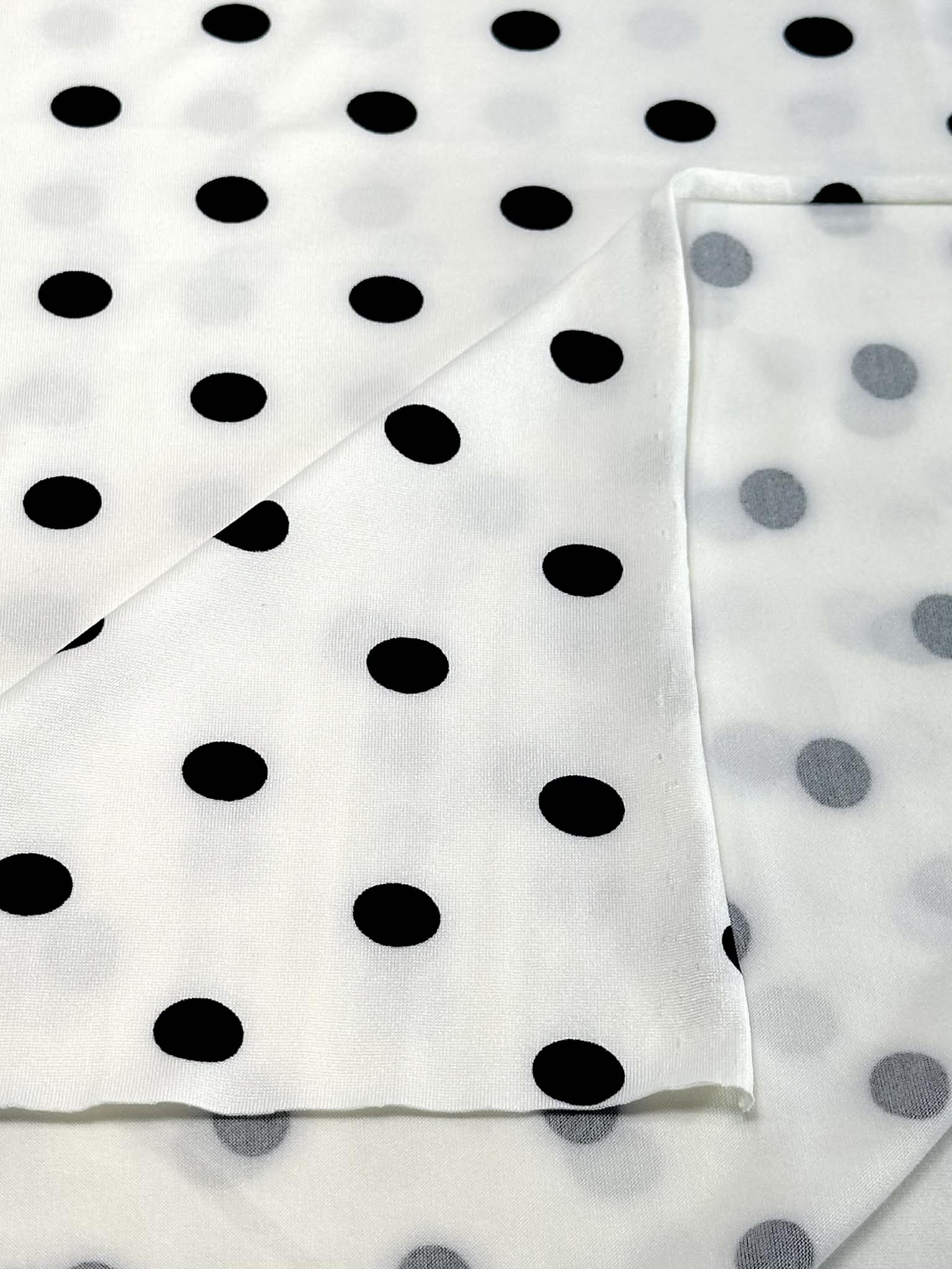 (ITY) BLACK POLKA DOTS ON OFF WHITE