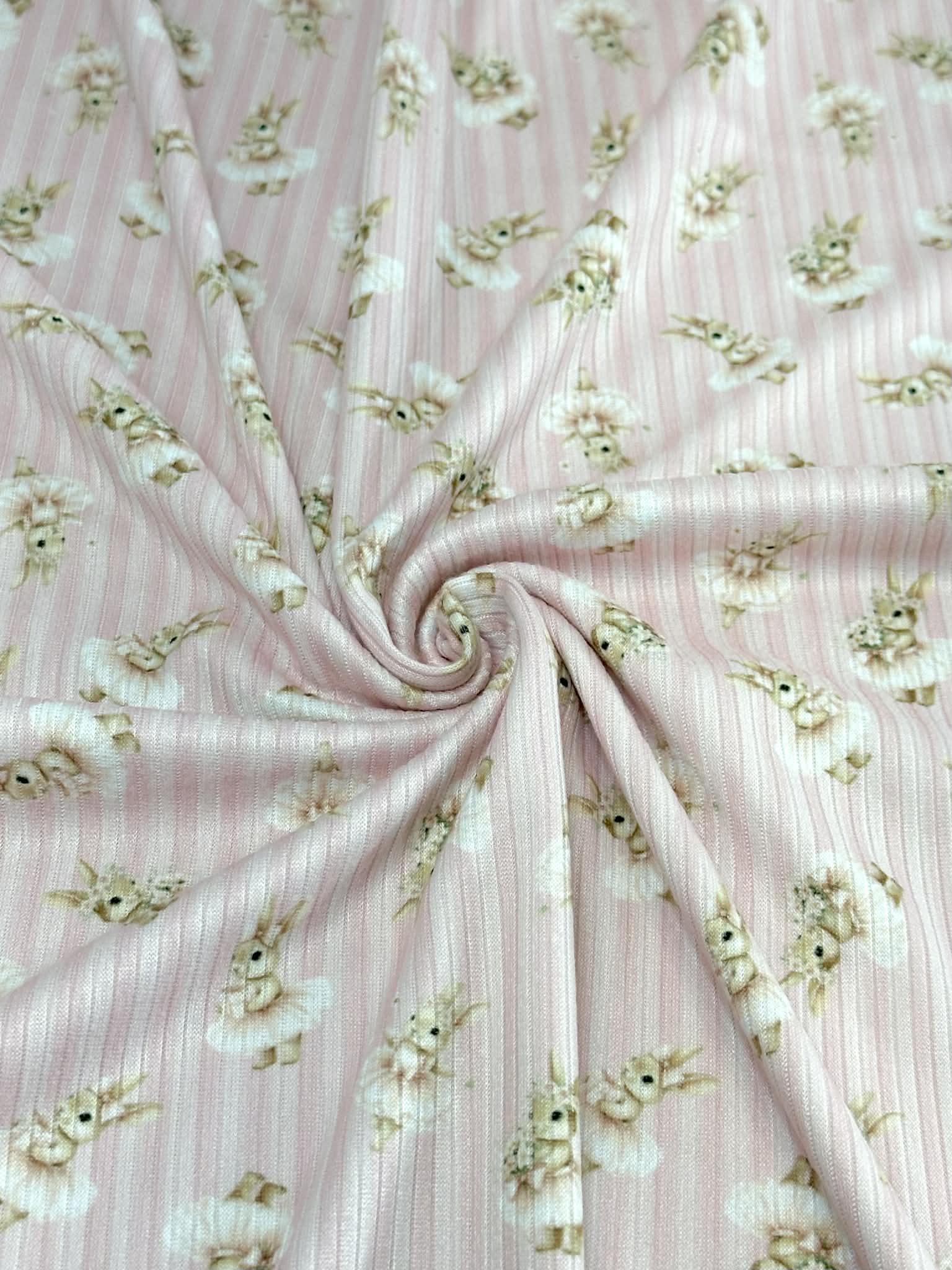 (4X2 YUMMY RIB) BALLERINA BUNNIES ON PINK STRIPES (5)