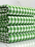 (4X2 RIB) GREEN AND OFF WHITE GINGHAM
