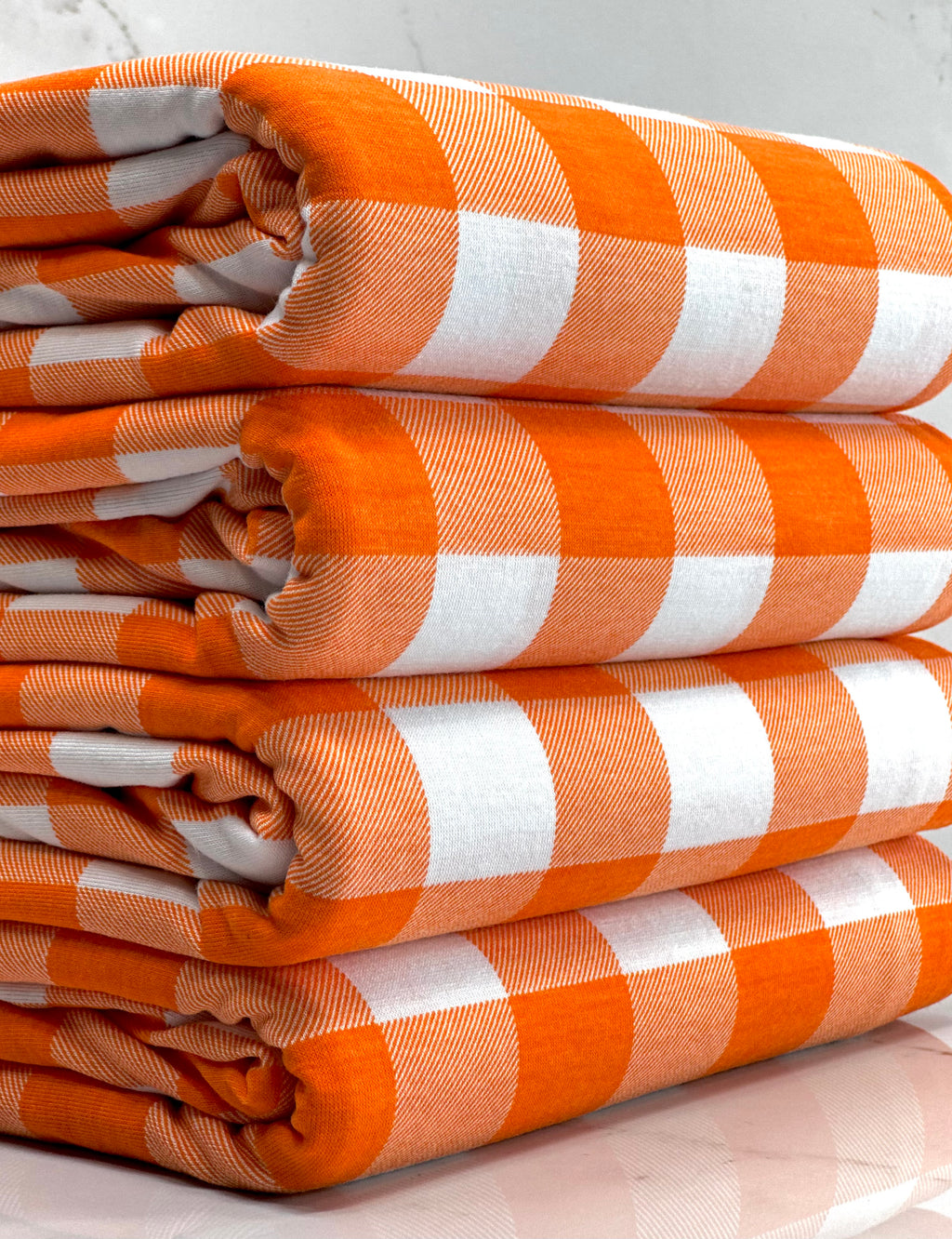 (KNIT) ORANGE AND OFF WHITE MEDIUM GINGHAM