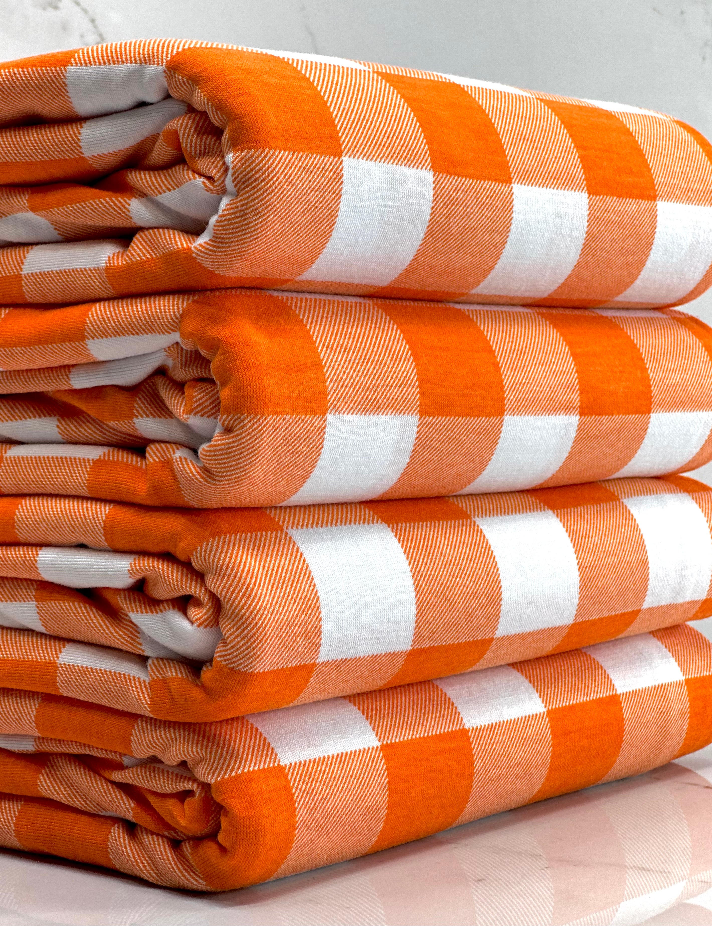 (KNIT) ORANGE AND OFF WHITE MEDIUM GINGHAM