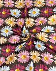 (DBP) TRI-COLOR DAISIES ON DARK BROWN