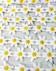 (TRIM) EMBROIDERED WHITE FLOWERS WITH YELLOW