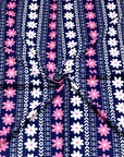 (DBP) PINK AND OFF WHITE FLOWER PATTERN ON NAVY