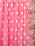 (COTTON SPANDEX) OFF WHITE POLKA DOT ON PINK