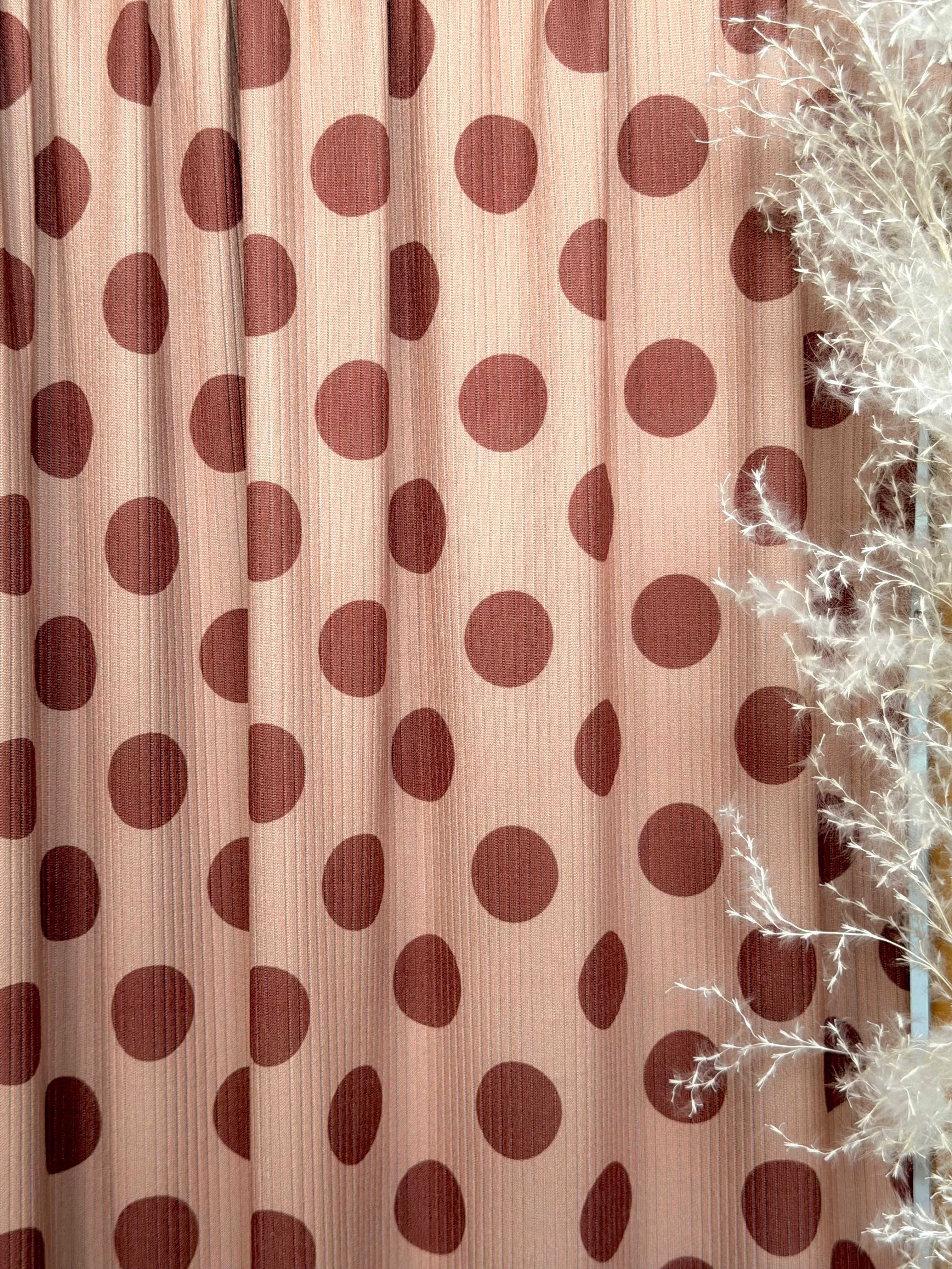 (4X2 YUMMY RIB) BROWN POLKA DOTS ON TAUPE
