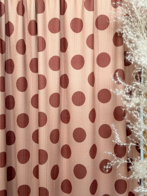 (4X2 YUMMY RIB) BROWN POLKA DOTS ON TAUPE