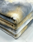 (TEXTURE HORIZONTAL RIB) VINTAGE YELLOW, GRAY AND OFF WHITE TIE DYE