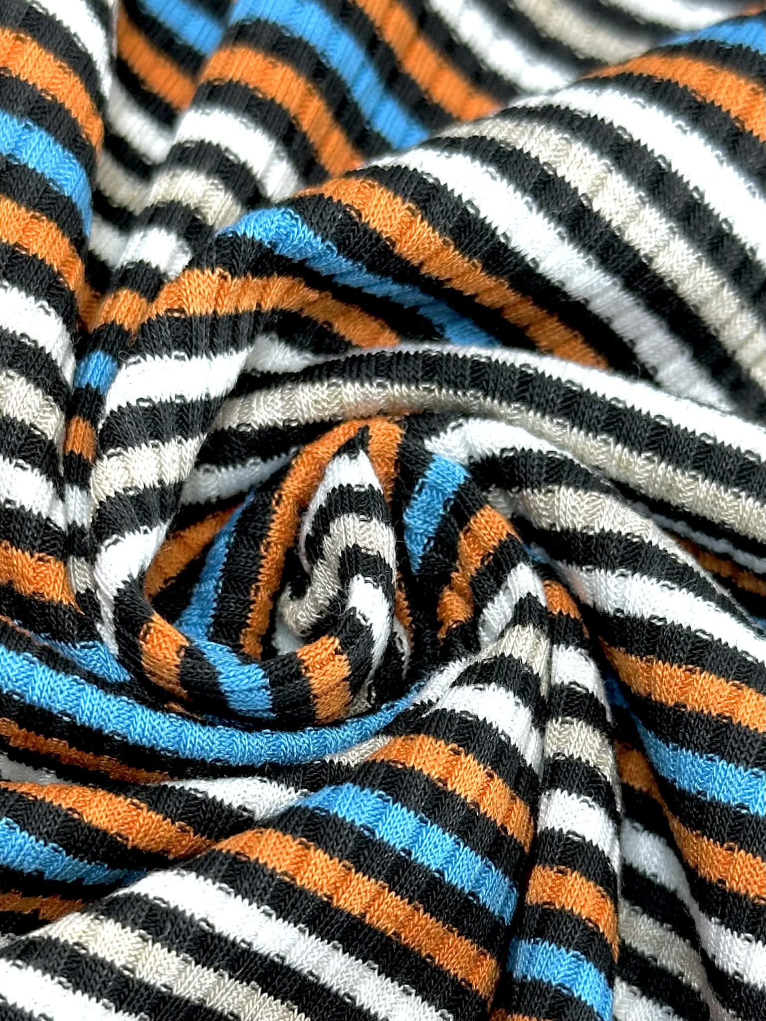 (RIB) TAN, OFF WHITE, BLACK, ORANGE, AND BLUE STRIPES(2)