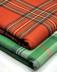 (4X2 RIB) RED, BLACK, AND GREEN PLAID