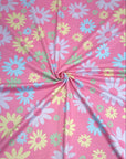 (DBP) LIGHT GREEN, LIGHT YELLOW, LIGHT BLUE, AND LIGHT LAVENDER FLOWERS ON PINK