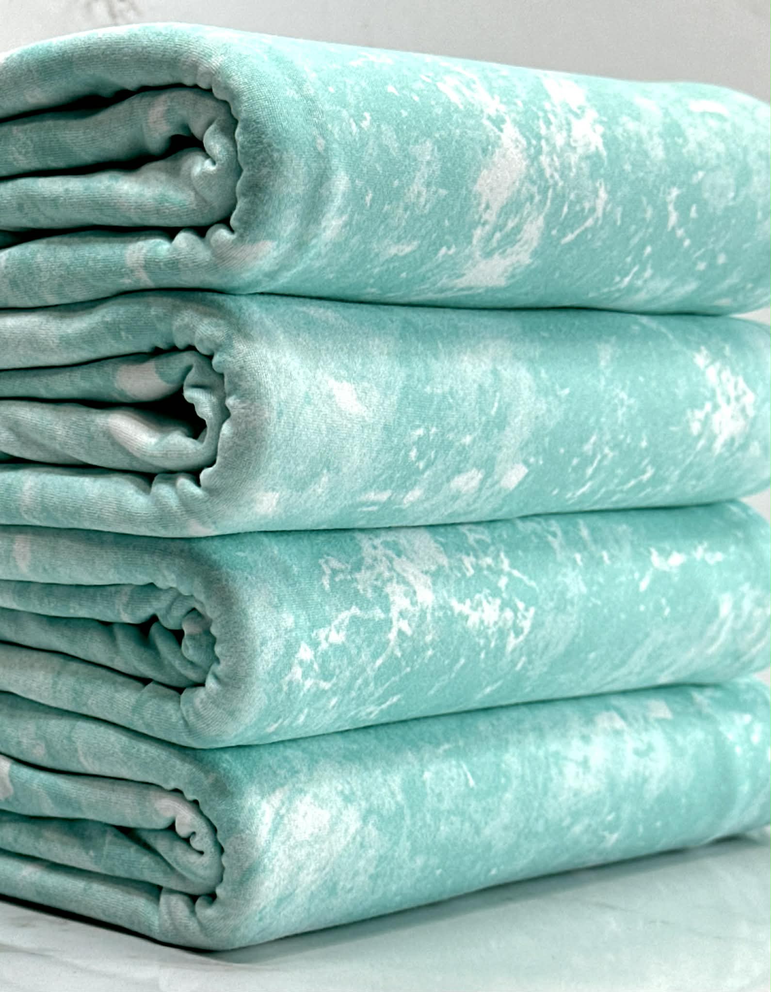 (DOUBLE BRUSHED POLY DBP ) MINT AND OFF WHITE SPLASH