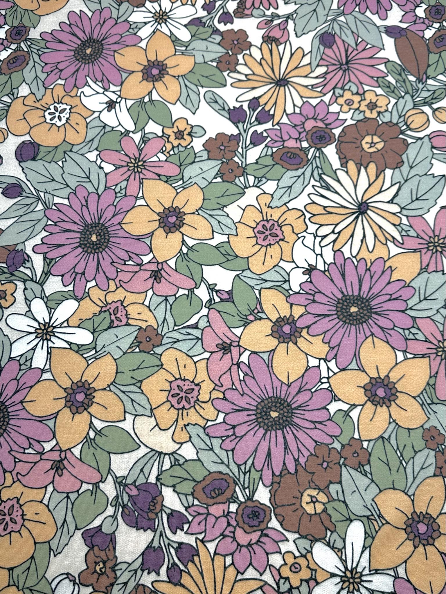 (FRENCH TERRY) VINTAGE FLORAL ON CREAM