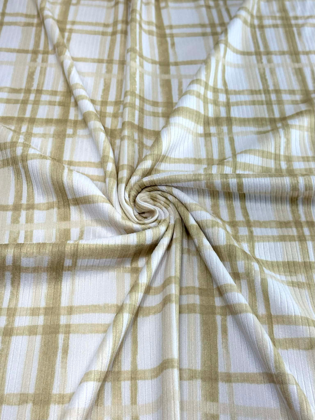 (4X2 YUMMY RIB) SAND AND OFF WHITE PLAID