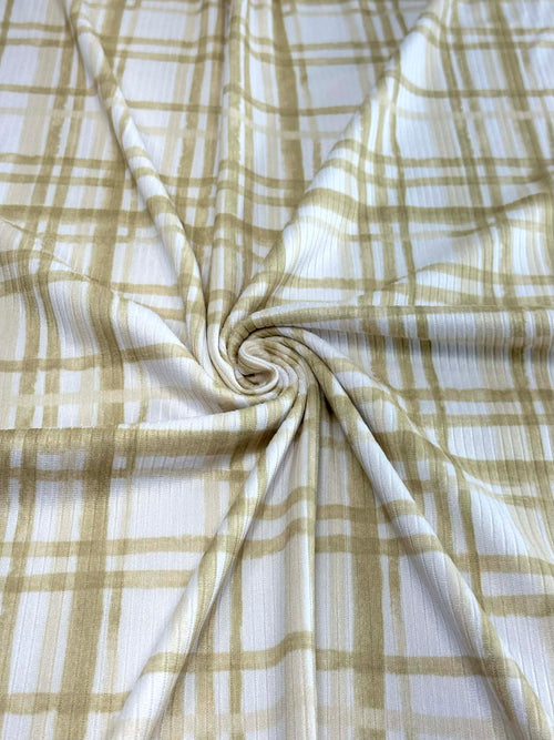 (4X2 YUMMY RIB) SAND AND OFF WHITE PLAID