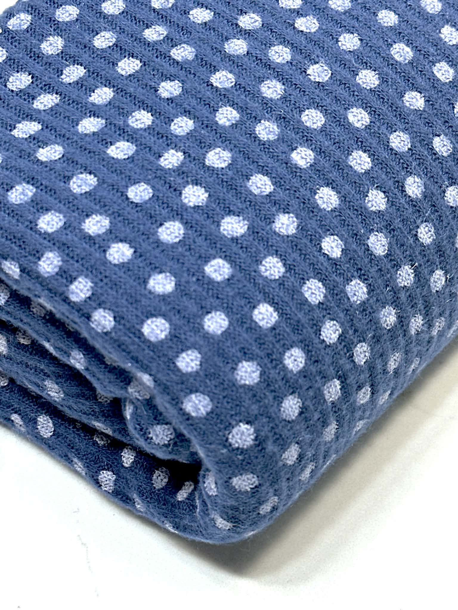 (RIB BRUSHED) POLKA DOTS ON NAVY