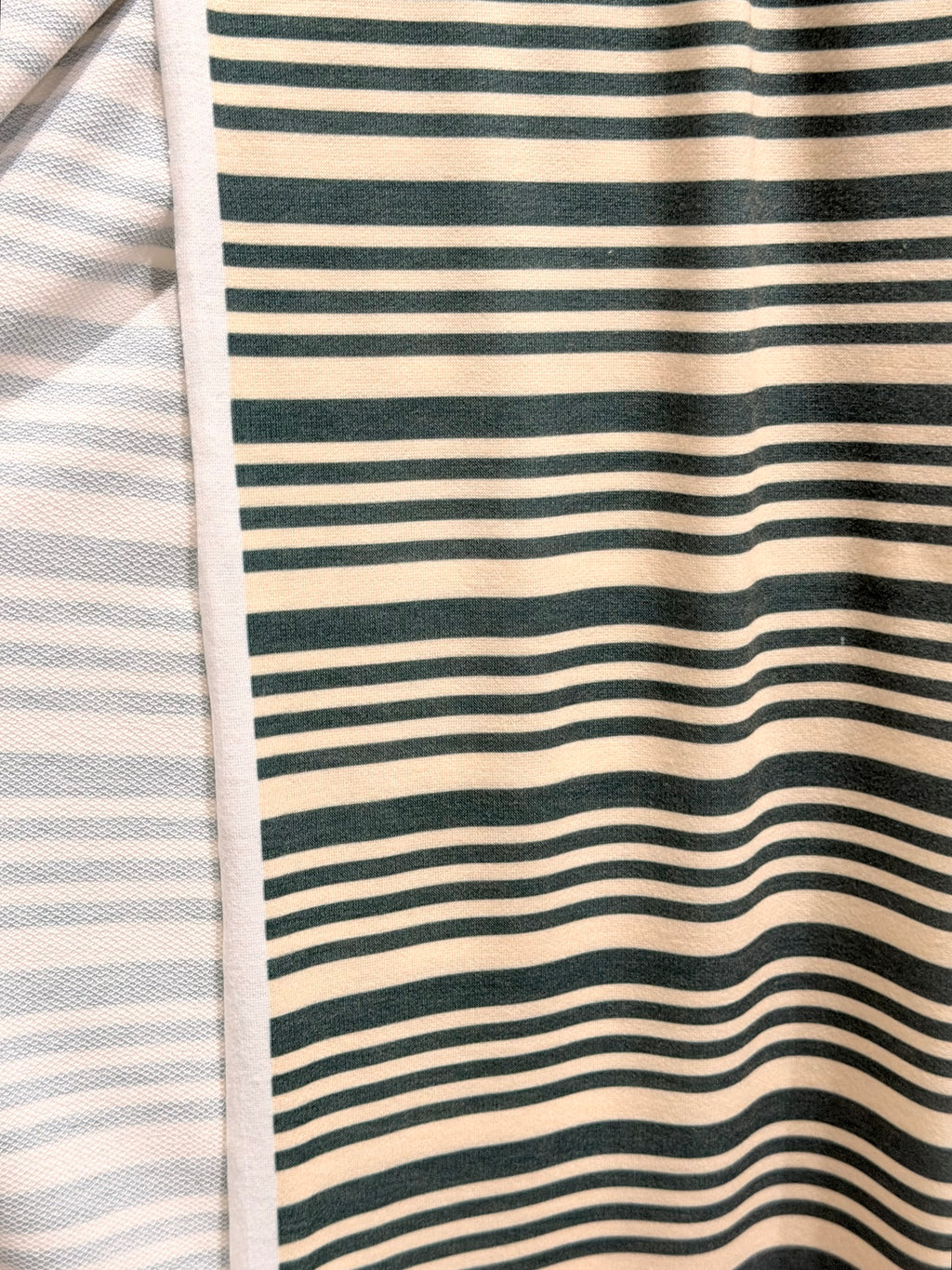 (FRENCH TERRY) GREEN AND CREAM STRIPES