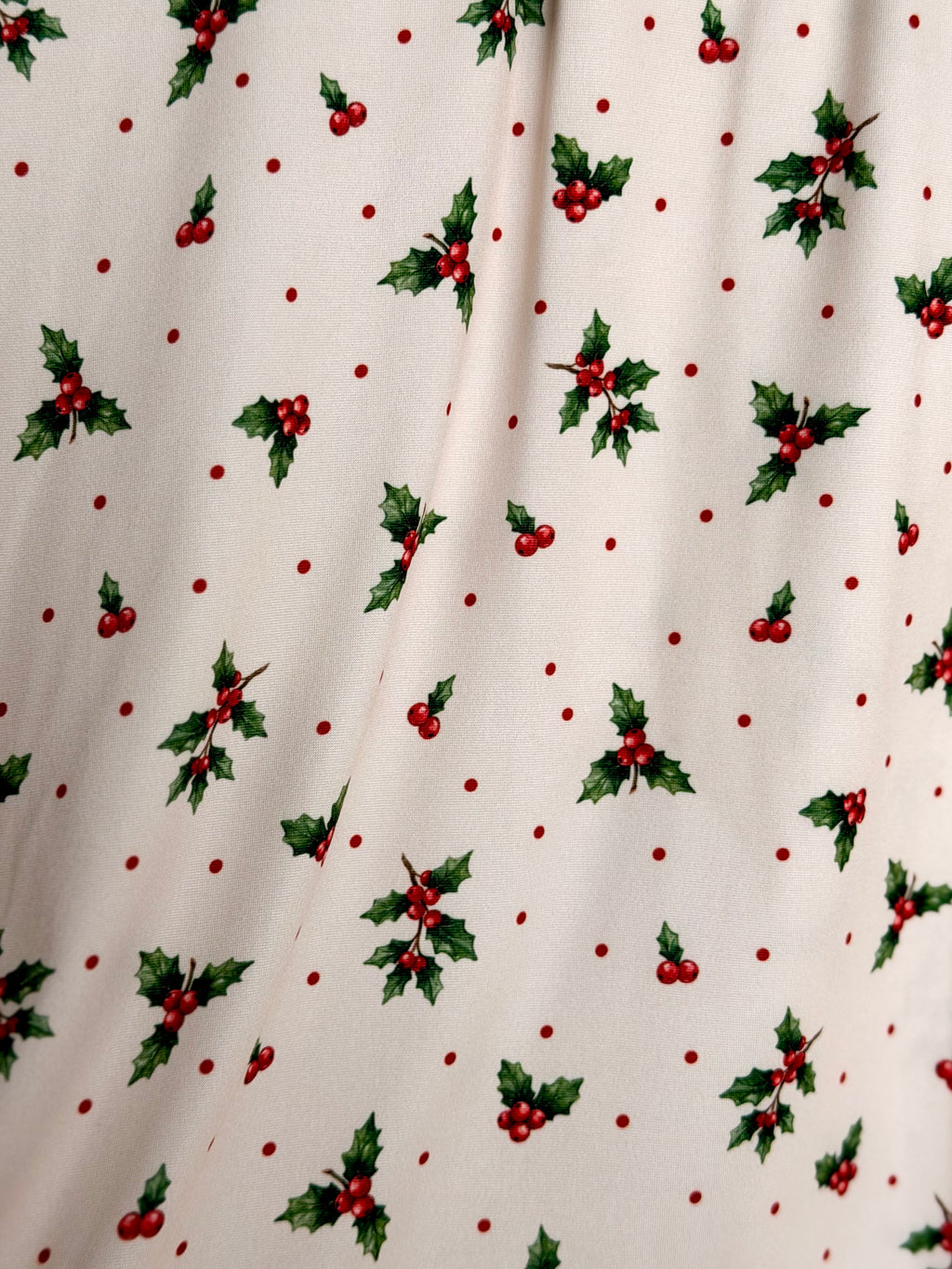 (DBP) HOLLY BERRIES AND TINY POLKA DOTS ON IVORY
