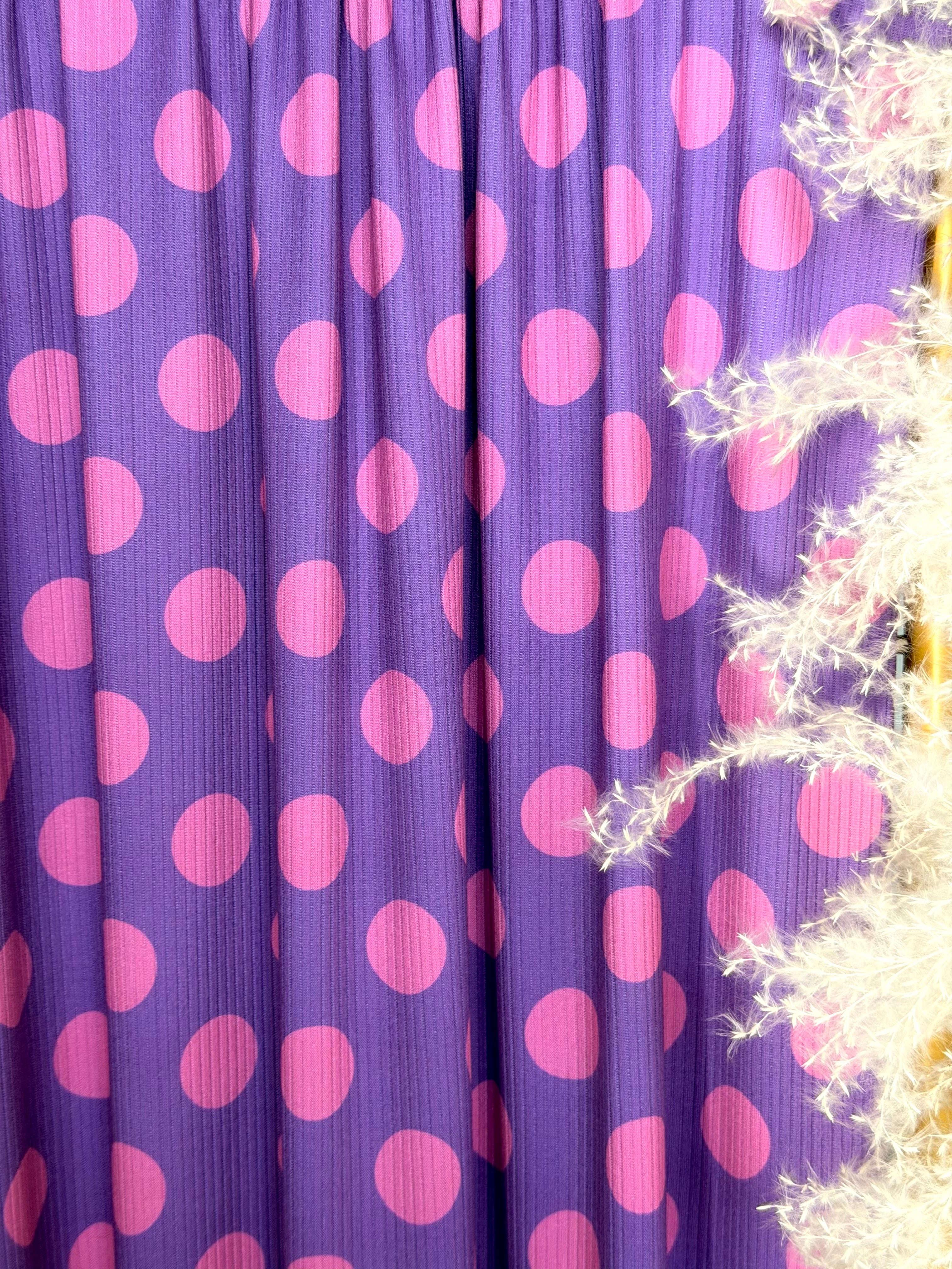 (4X2 YUMMY RIB) PINK POLKA DOTS ON PURPLE