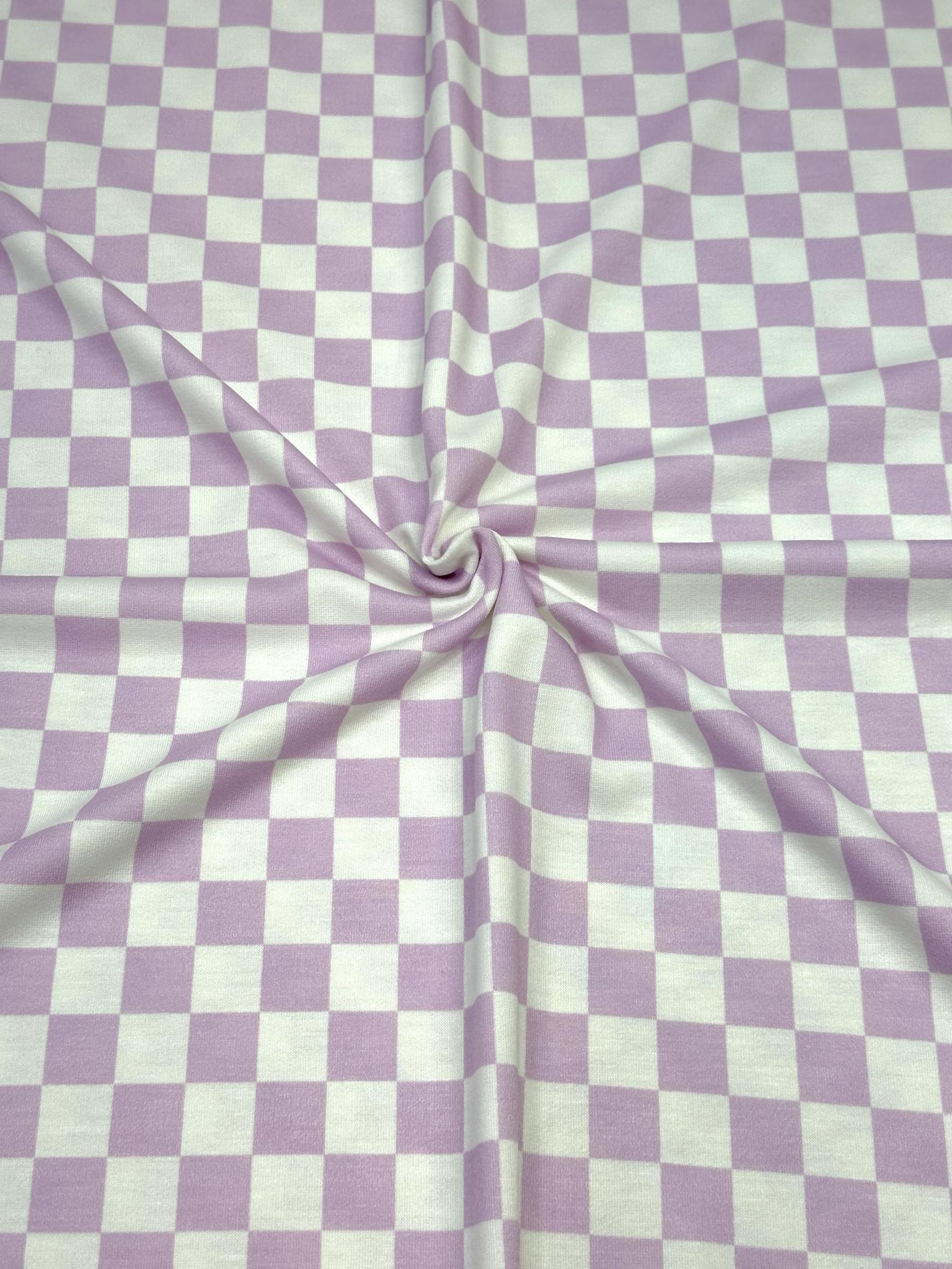 (FRENCH TERRY) LILAC AND OFF WHITE CHECKERED