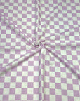 (FRENCH TERRY) LILAC AND OFF WHITE CHECKERED