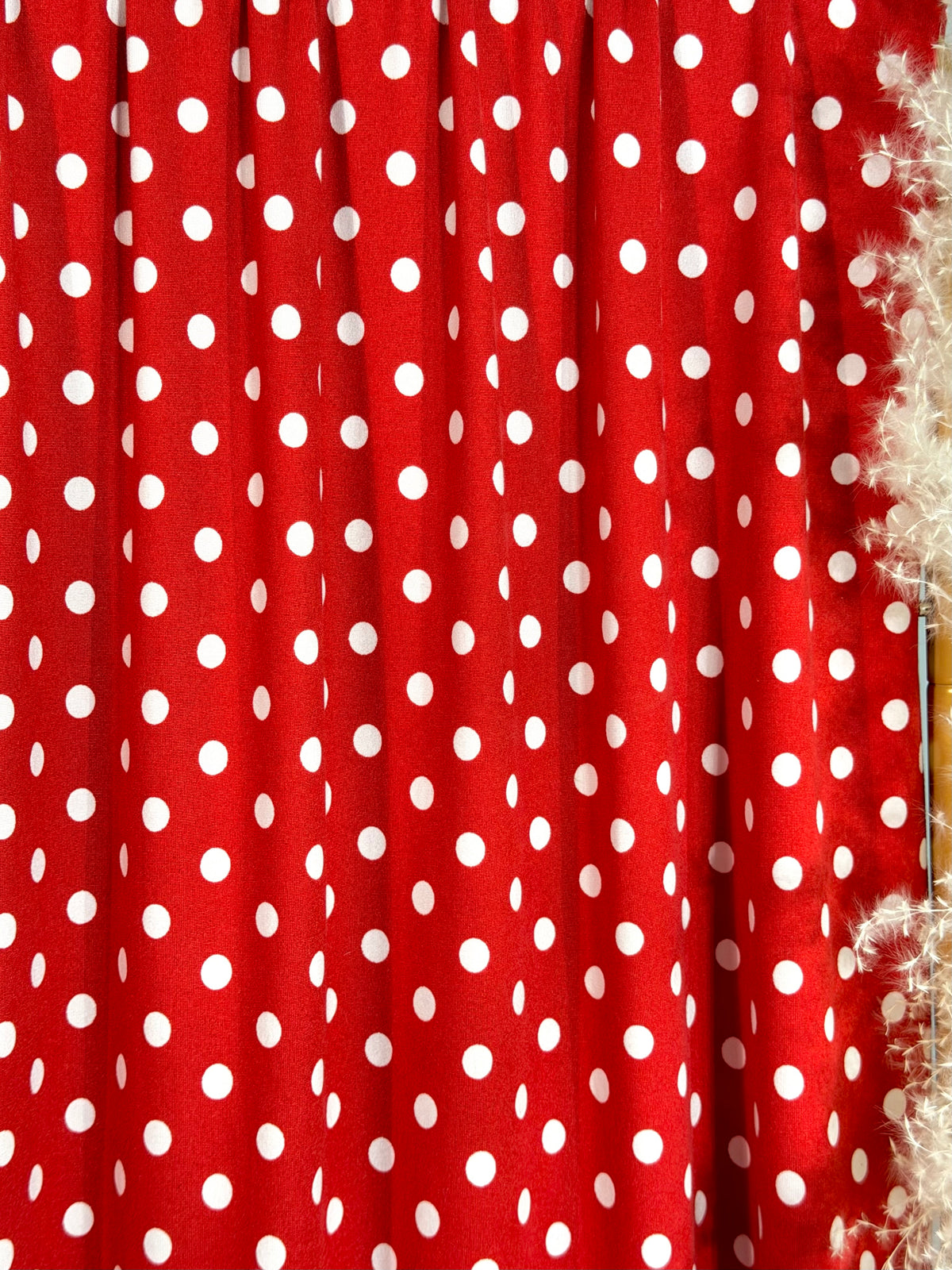(DBP) OFF WHITE POLKA DOTS ON NEW RED