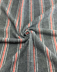 (BRUSHED SWEATER KNIT) RED AND OFF WHITE STRIPES ON VINTAGE BLACK