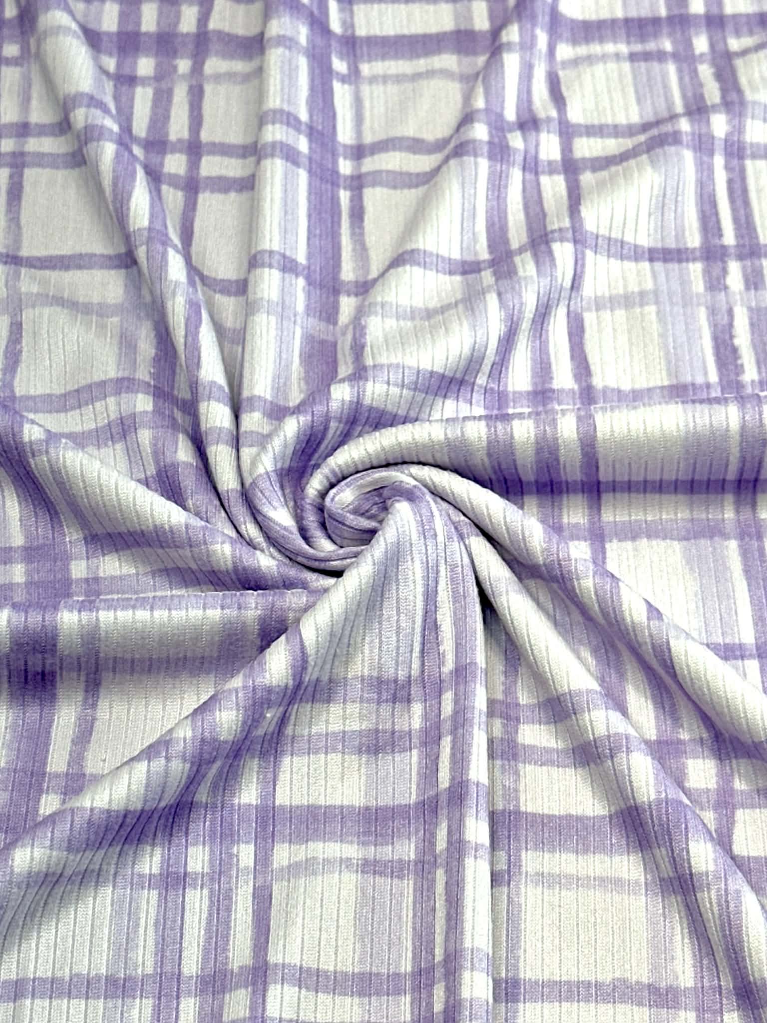 (4X2 YUMMY RIB) LAVENDER PLAID ON LILAC