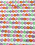 (TRIM) EMBROIDERED PINK, PURPLE, MINT, AND ORANGE TINY FLOWERS