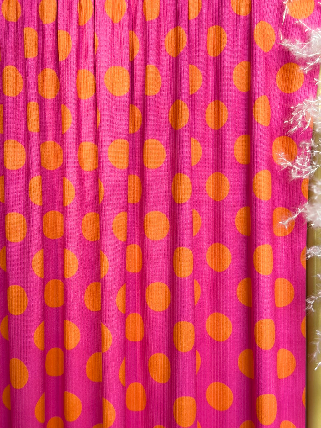 (4X2 YUMMY RIB) ORANGE POLKA DOTS ON PINK