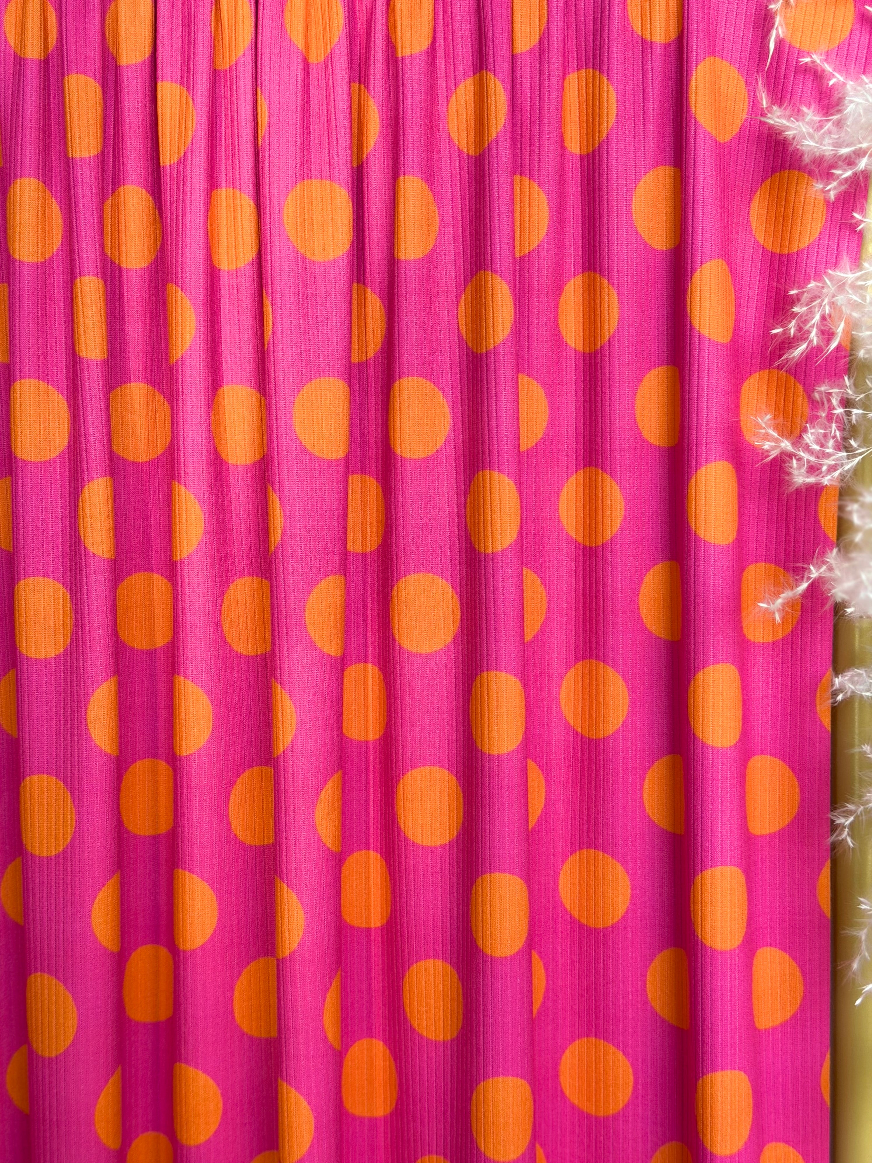 (4X2 YUMMY RIB) ORANGE POLKA DOTS ON PINK