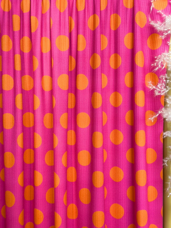 (4X2 YUMMY RIB) ORANGE POLKA DOTS ON PINK