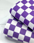 (FRENCH TERRY) PURPLE AND OFF WHITE CHECKERED