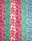 (FRENCH TERRY) GREEN, BLUE LEOPARD AND FLORAL PATTERN