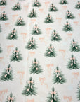 (BRUSHED SWEATER KNIT) PINE TREES WITH BOWS ON LIGHT BLUSH