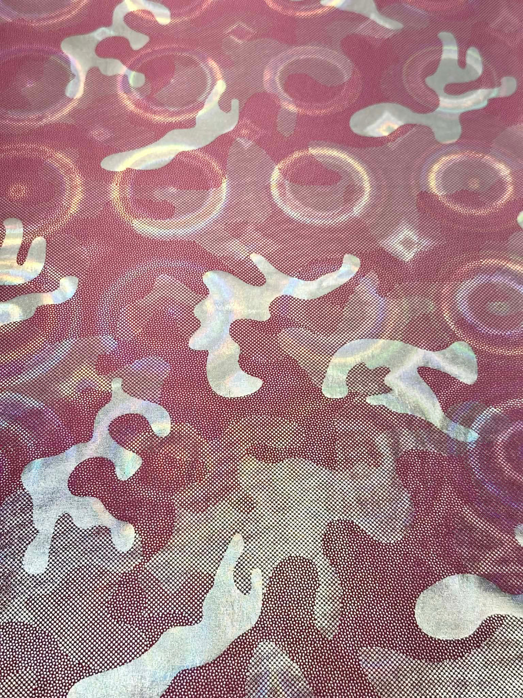(SPANDEX) SILVER FOIL ON HOT PINK