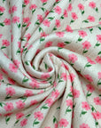 (POINTELLE RIB) TINY PINK FLOWERS ON CREAM (4)